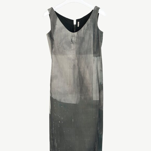 Annette Gortz SS/15 Dial Grey Graphic-Print Midi Dress - Picture 1 of 10